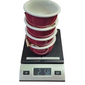 Set of 4 CorningWare 7oz Ramekins Cranberry Red Stoneware Custard Cups 207ml